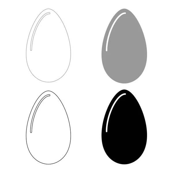Uovo l'icona del set di colori nero e grigio  . — Vettoriale Stock