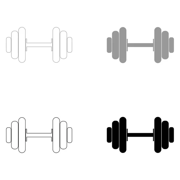 Dumbbell siyah ve gri renk Icon set . — Stok Vektör