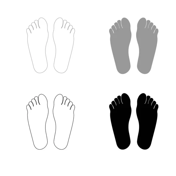 Footprint heel   the black and grey color set icon . — Stock Vector