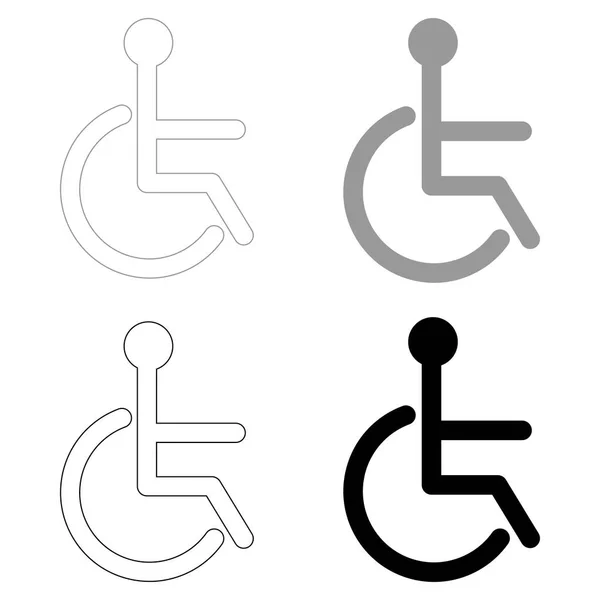 Sign of the disabled   the black and grey color set icon . — Stock Vector