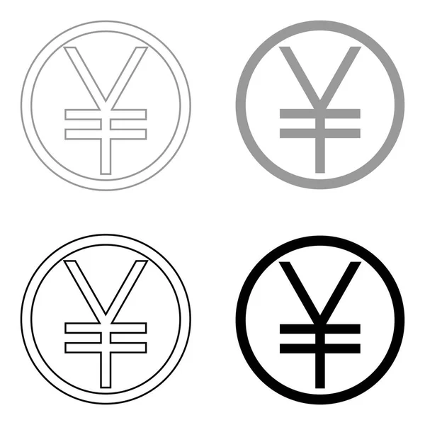 Yuan im Kreis das schwarz-graue Farbset-Symbol . — Stockvektor