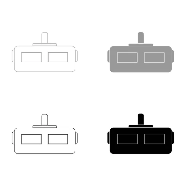 Capacete de realidade virtual o ícone de conjunto de cores preto e cinza  . — Vetor de Stock