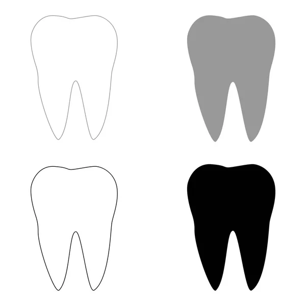 Dente o ícone de conjunto de cores preto e cinza  . — Vetor de Stock