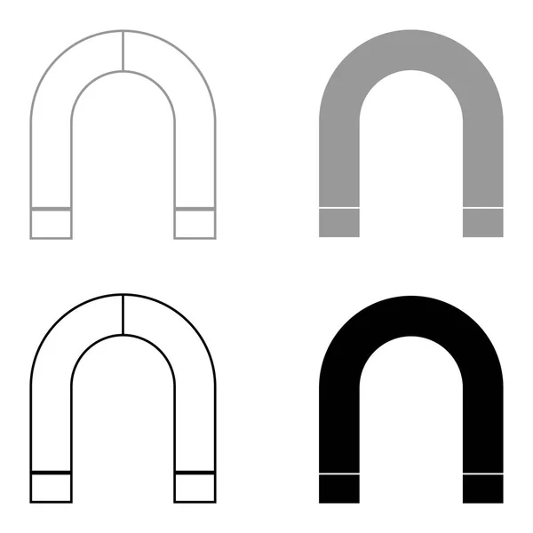 Magneet de zwarte en grijze kleur set pictogram . — Stockvector
