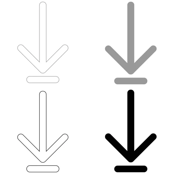 Flèche vers le bas ou symbole de charge l'icône de jeu de couleurs noir et gris  . — Image vectorielle