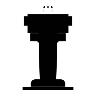 Kürsü ile üç mikrofon siyah renk simgesi .