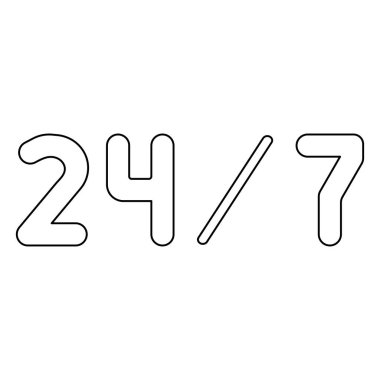 siyah renk simgesi 24/7 hizmet .