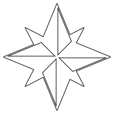 Rüzgar gülü siyah renk simgesi .