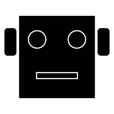 Robot baş siyah renk simgesi .
