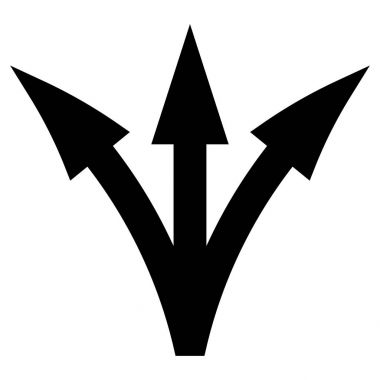 Üç yollu yön ok siyah renk simgesi .