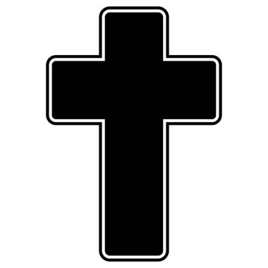 Kilise çapraz siyah renk simgesi .