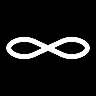 Sonsuzluk simgesi beyaz renk simgesi .