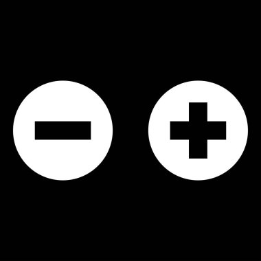 İşareti ekleme ve silme işareti beyaz renk simgesi .