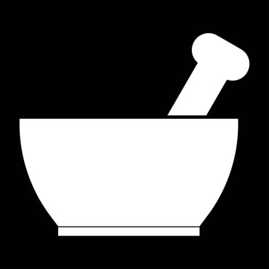 Harç ve havaneli simgesi. beyaz renk simgesi .