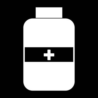 İlaç şişesi beyaz renk simgesi .