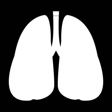Akciğerler beyaz renk simgesi .