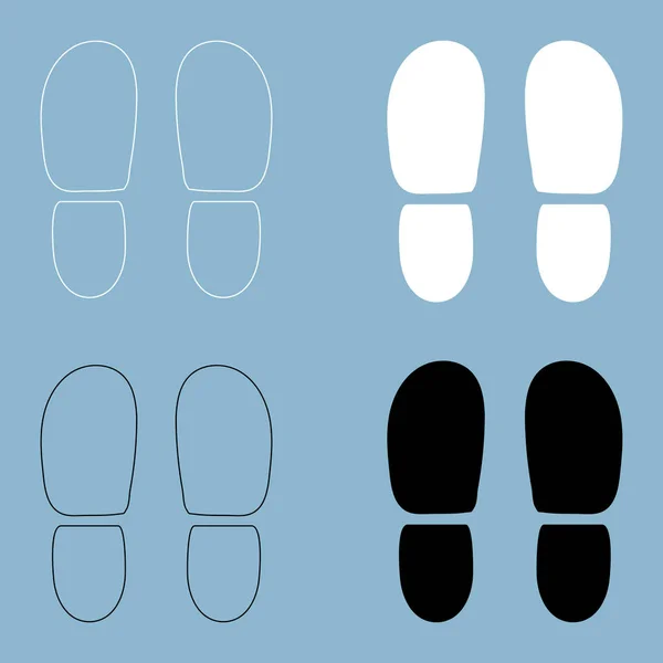 Ίχνη τα τακούνια των παπουτσιών στο εικονίδιο μαύρο και άσπρο χρώμα . — Διανυσματικό Αρχείο