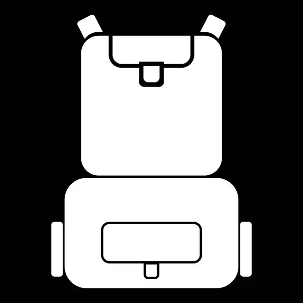 Sırt çantası beyaz renk simgesi . — Stok Vektör
