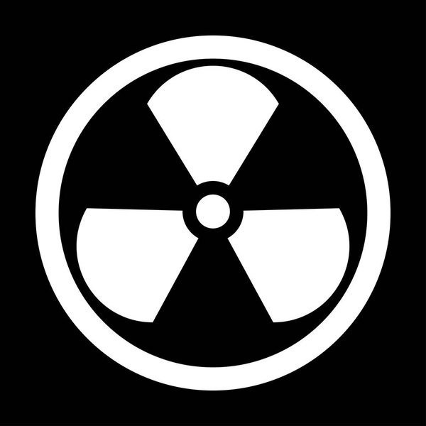 Sign radioactive  the white color icon .