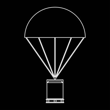 Kargo ile beyaz yol simgesi paraşüt .