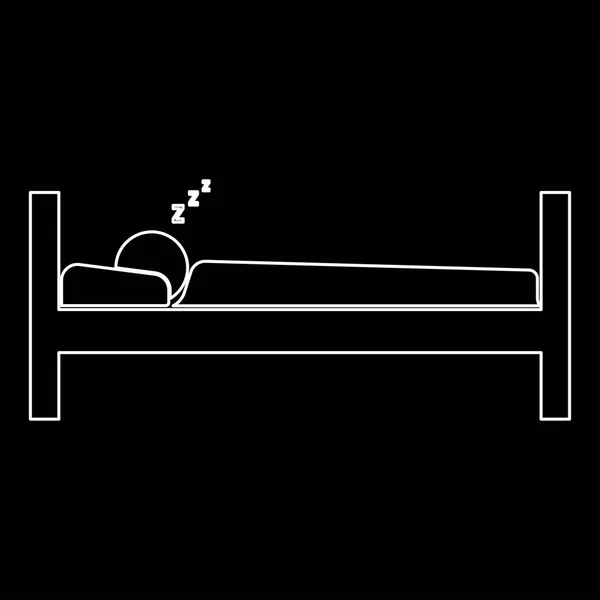 Homme dormir l'icône de chemin blanc  . — Image vectorielle