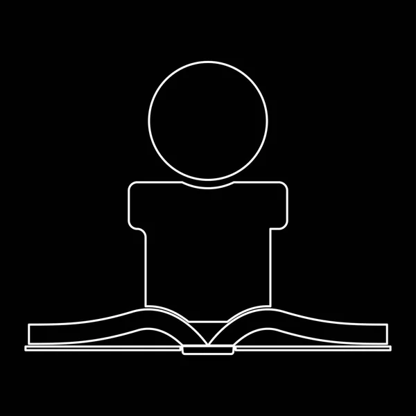 Hombre leyendo libro el icono del camino blanco  . — Archivo Imágenes Vectoriales