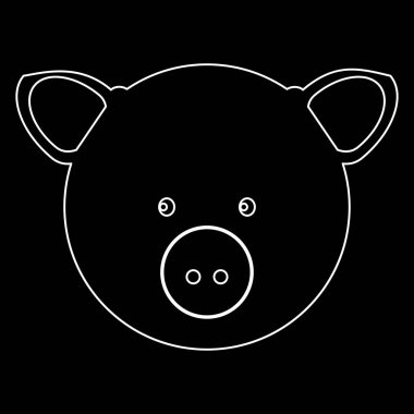 Domuz kafası beyaz yol simgesi .