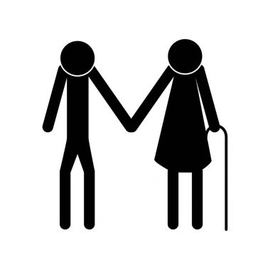 Yaşlı insanlar siyah renkli simge sopa .