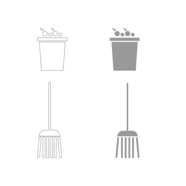 Kova ve süpürge Icon set .