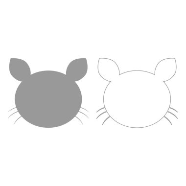 Kedi baş gri Icon set .