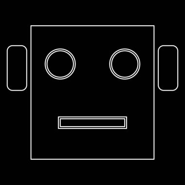 Robot baş beyaz renk yol simgesi .