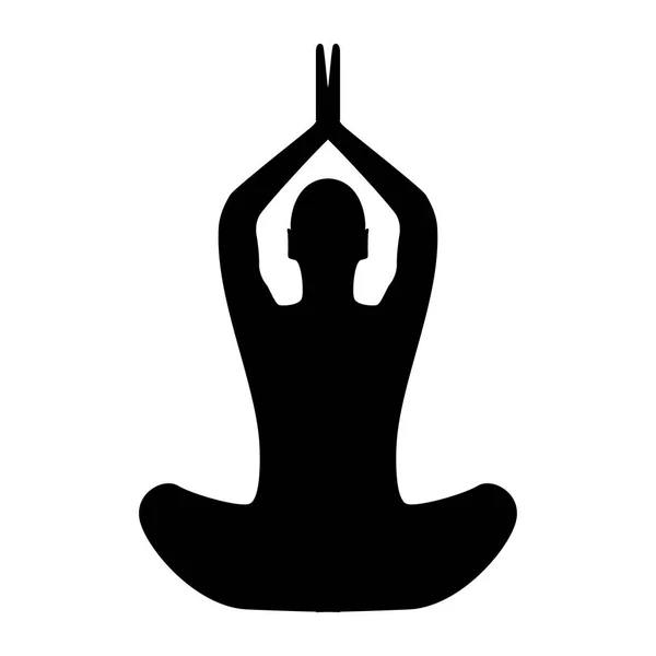 Yoga πόζα του γυναίκα μαύρο χρώμα εικονιδίου . — Διανυσματικό Αρχείο