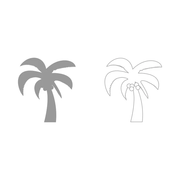 Palm el icono de conjunto gris  . — Archivo Imágenes Vectoriales