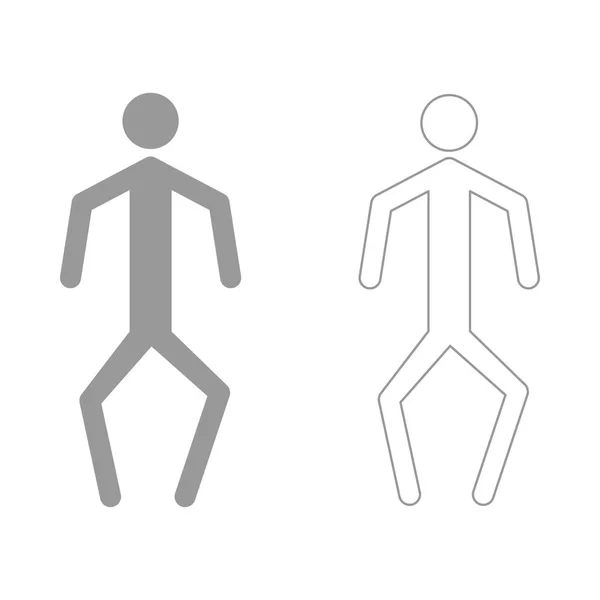 一个男人用弯曲的腿灰色设置图标 . — 图库矢量图片