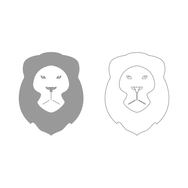 Cabeza de león el icono conjunto gris  . — Vector de stock