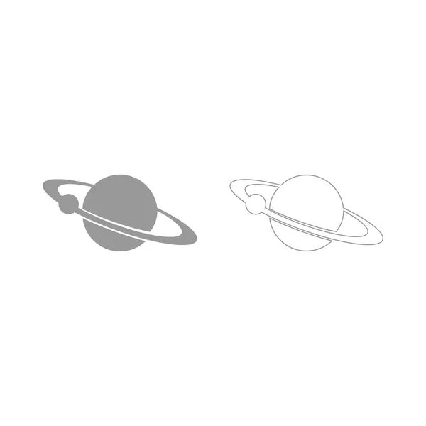 Planet med satellit på ring grå Ange ikon . — Stock vektor