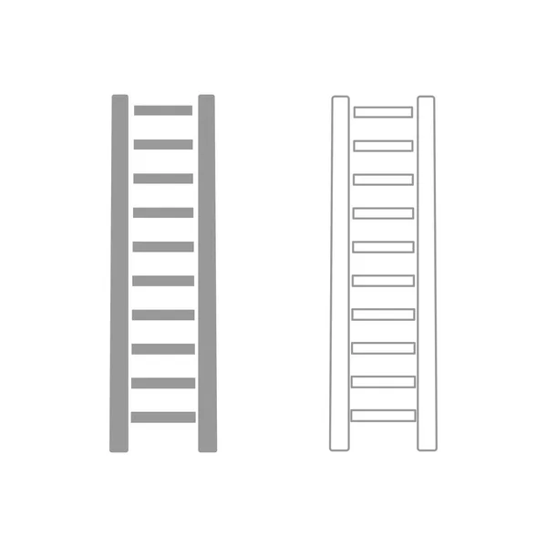 Escalera de madera el icono de conjunto gris  . — Vector de stock