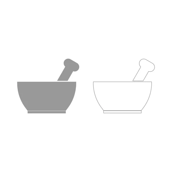 Mortar and pestle the grey set icon . — Stock Vector