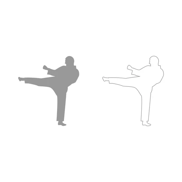 Karate hombre conjunto icono  . — Vector de stock