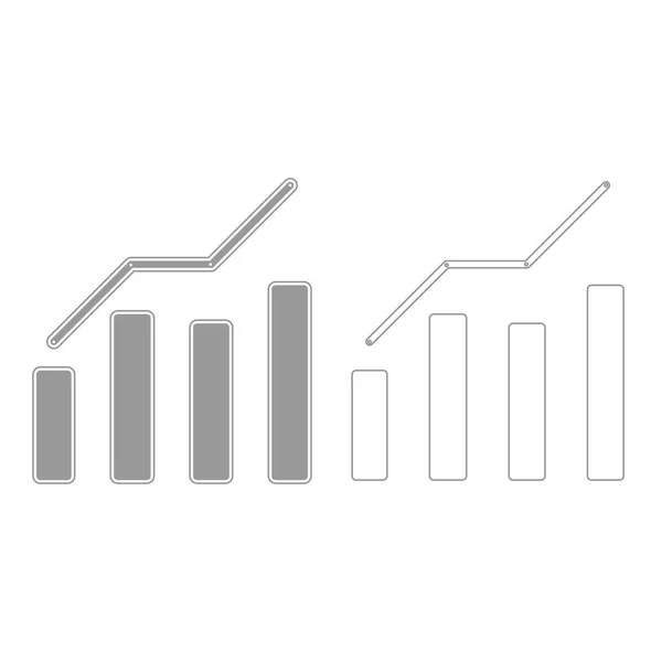 Gráfico de crescimento ícone de conjunto cinza  . —  Vetores de Stock