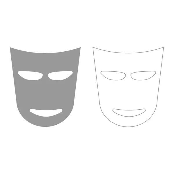 Máscara de teatro gris conjunto icono  . — Archivo Imágenes Vectoriales