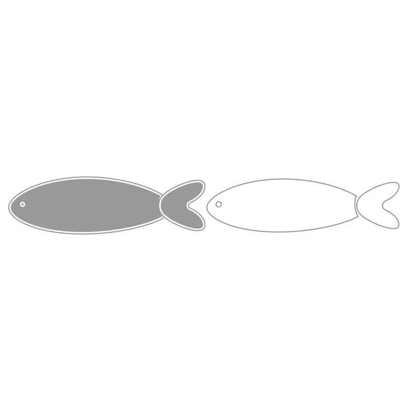 Pescado gris conjunto icono  . — Archivo Imágenes Vectoriales