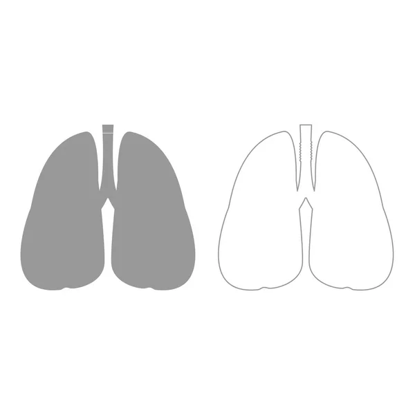 Lungs gris conjunto icono  . — Vector de stock