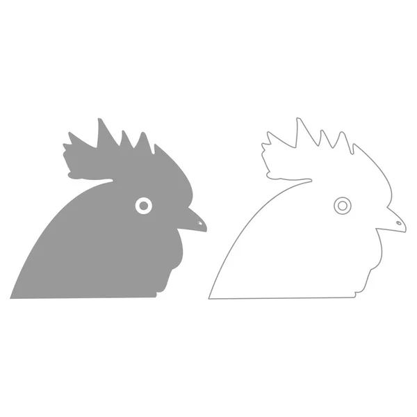 Rooster head  grey set  icon . — Stock Vector