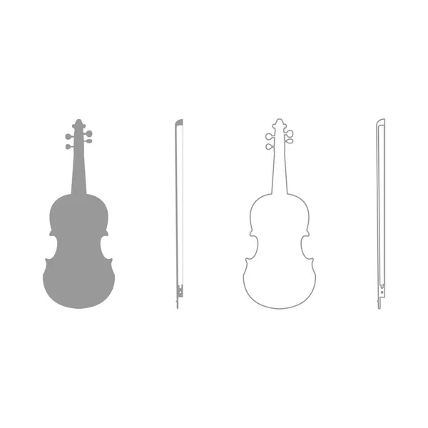 Violin  grey set  icon . — Stock Vector