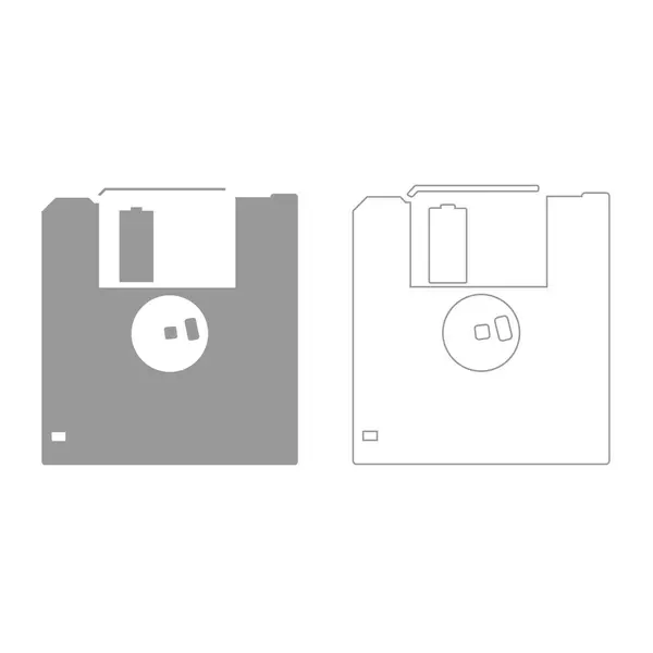 Disco floppy grigio set icona  . — Vettoriale Stock