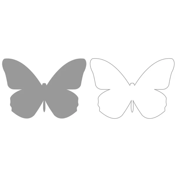 Mariposa gris conjunto icono  . — Archivo Imágenes Vectoriales