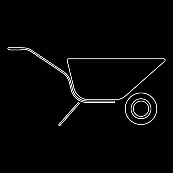 Wheelbarrow cart white color path  icon . — Stock Vector