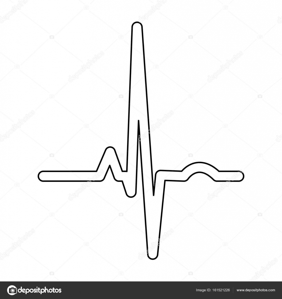 Heart rhythm ekg black color path icon . — Stock Vector ...