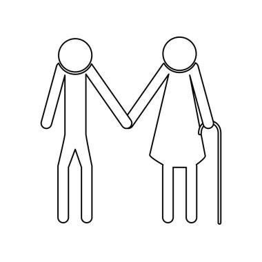 Yaşlı insanlar siyah renk yol simgesi sopa .